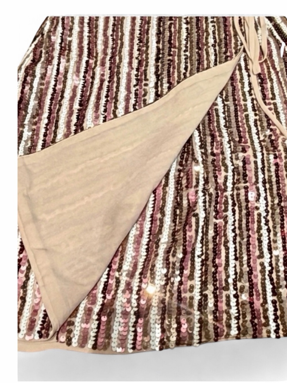 Bloomingdales BCBGAMAXAZRIA Women’s Sequin V-Neck Stripped Wrap Dress Size 2 - Picture 7 of 9